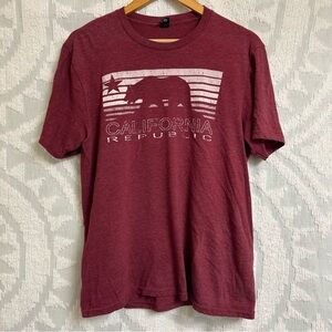 California Bear Graphic Heathered Red Soft Spun Cotton Poly Blend Tee